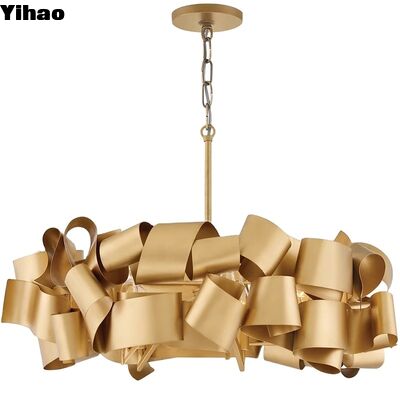 Купить Yihao Luxury Modern Adjustable Height Brass Crystal Chandelier с теплым белым 3500K LED и 3-летней гарантией онлайн изготовление