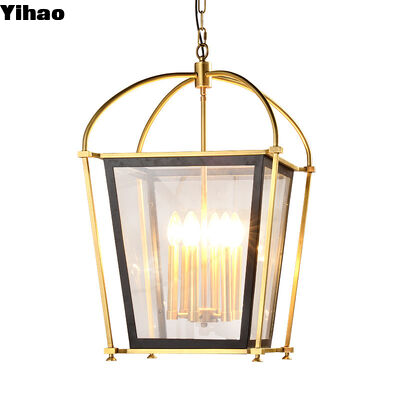 Купить Yihao Custom Simple Creative Design Brass Cage Lantern LED Hanging Pendant Light с 3-летней гарантией на остров кухни онлайн изготовление