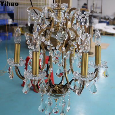 Купить Luxury Brass Body Crystal Shade Chandelier с 3500K Warm White LED для гостиной и гостиничного лобби онлайн изготовление