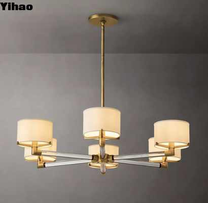 Медленное льняное ветхое хозяйственное здание Люстра 6 Свет для столовой