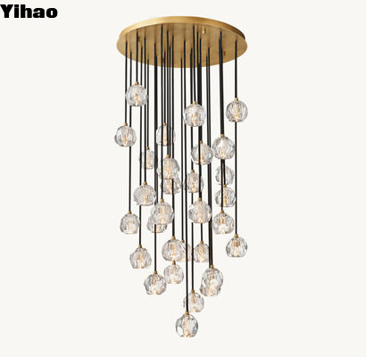 Boule De Cristal Clear Glass Round Cluster Custom Made Chandelier 30' с винтажной отделкой