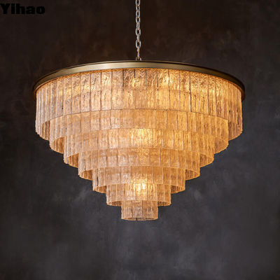 Bark 7 Ring Round Ceiling Chandelier Pendant Light В латуни и янтарном стекле