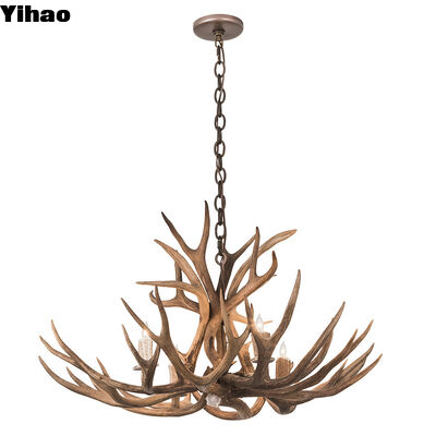 Деревянная оленья подвесная лампа с 4100K нейтральным белым светодиодом и регулируемой высотой для винтажного отеля