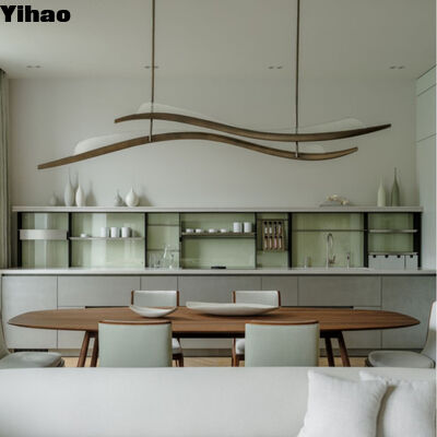 Медный корпус кристаллического тени люстра с 3500K теплым белым светодиодным подвесным светом для столовой с высоким потолком