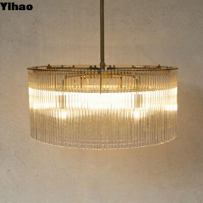 Четырехслойный античный латунный люстр с кристаллическим стеклом светодиодный подвесный светильник для столовой с высоким потолком