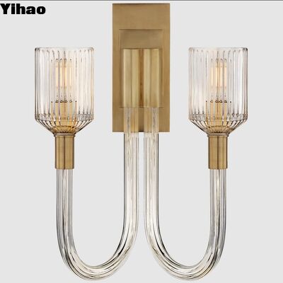 Современная медная стеклянная лампа с 2700K теплым белым светом и стеклянной тенью для гостиной и спальни